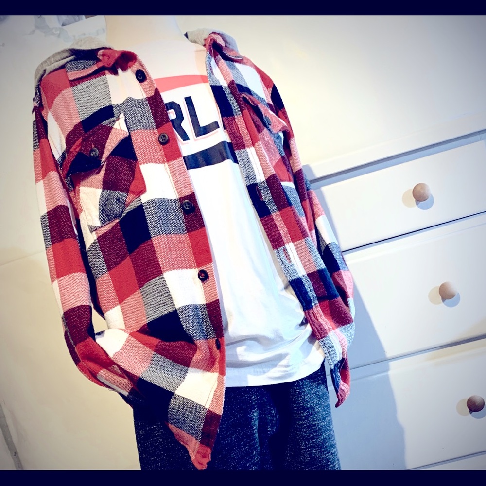 Element long-sleeve plaid shirt with hood